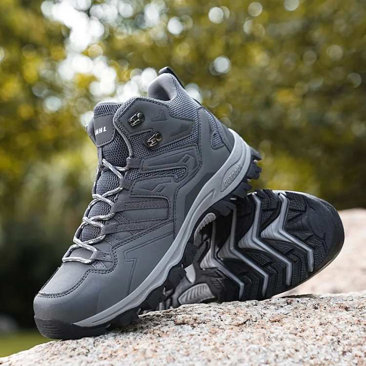 Men's Hiking Boots with High-Top Ankle Cut & Mesh Panel | Grip