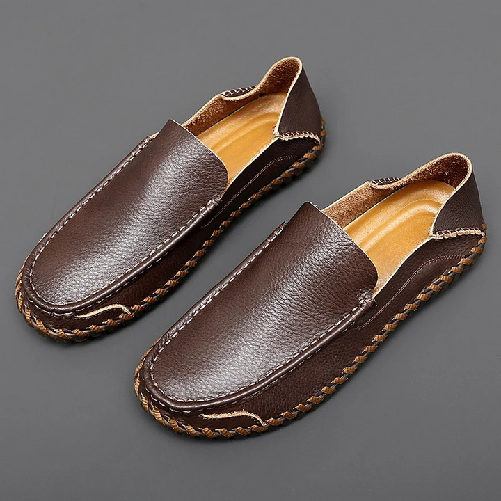 Men's Moccasin Slip-On Loafers with Stitching | Casual