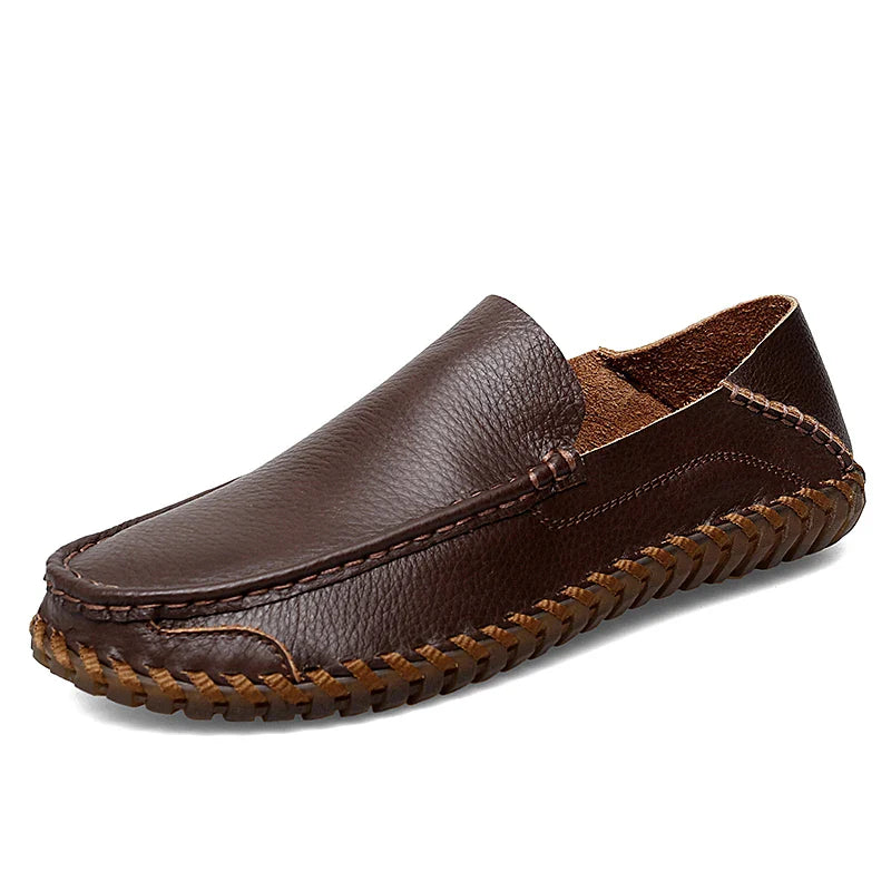 Men's Moccasin Slip-On Loafers with Stitching | Casual