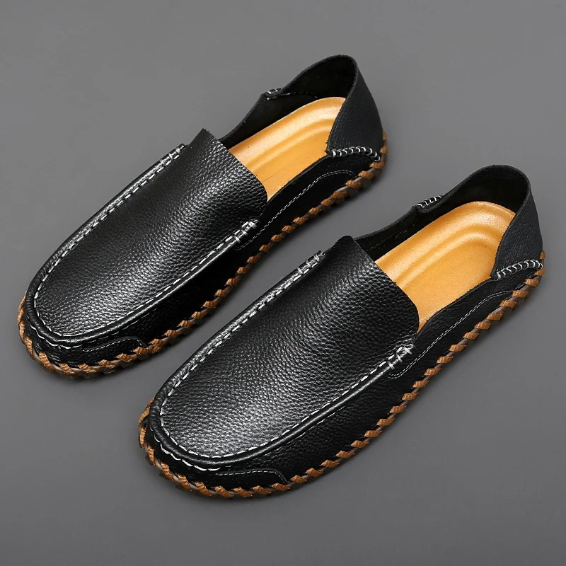 Men's Moccasin Slip-On Loafers with Stitching | Casual