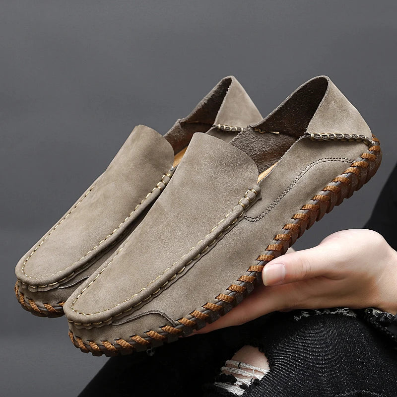 Men's Moccasin Slip-On Loafers with Stitching | Casual
