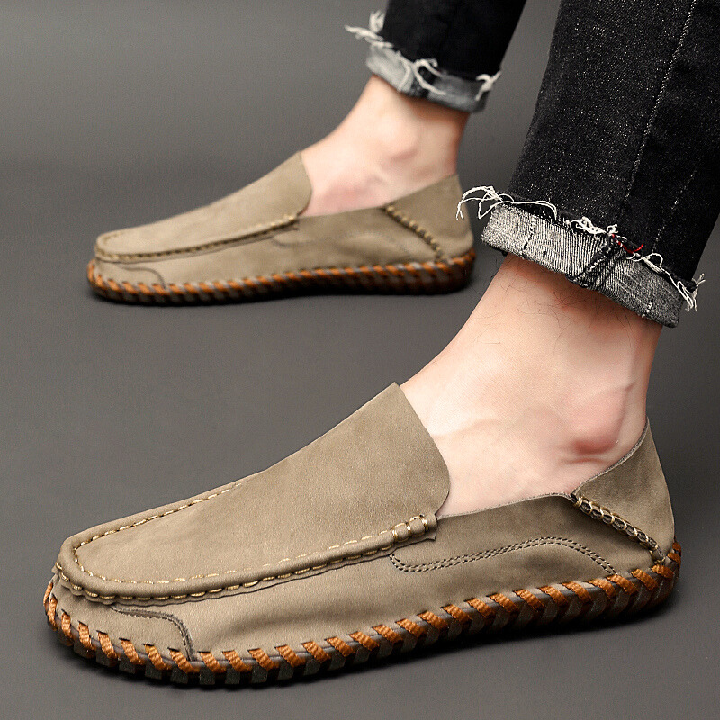 Men's Moccasin Slip-On Loafers with Stitching | Casual