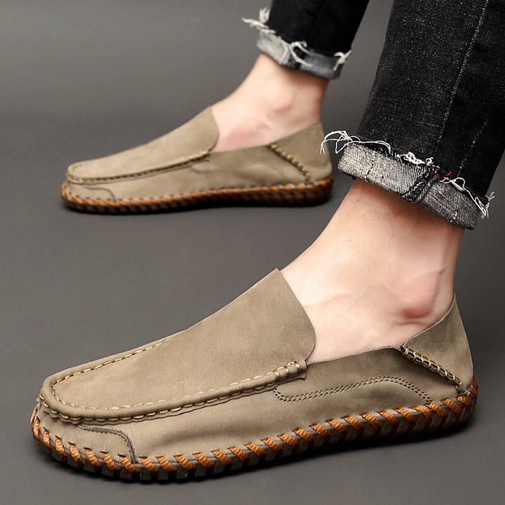 Men's Moccasin Slip-On Loafers with Stitching | Casual