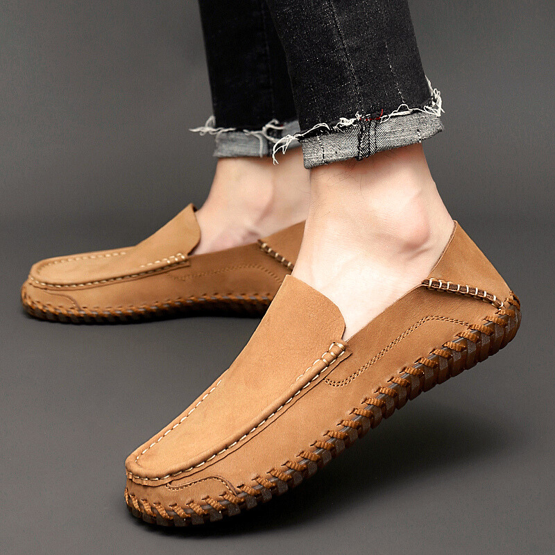 Men's Moccasin Slip-On Loafers with Stitching | Casual
