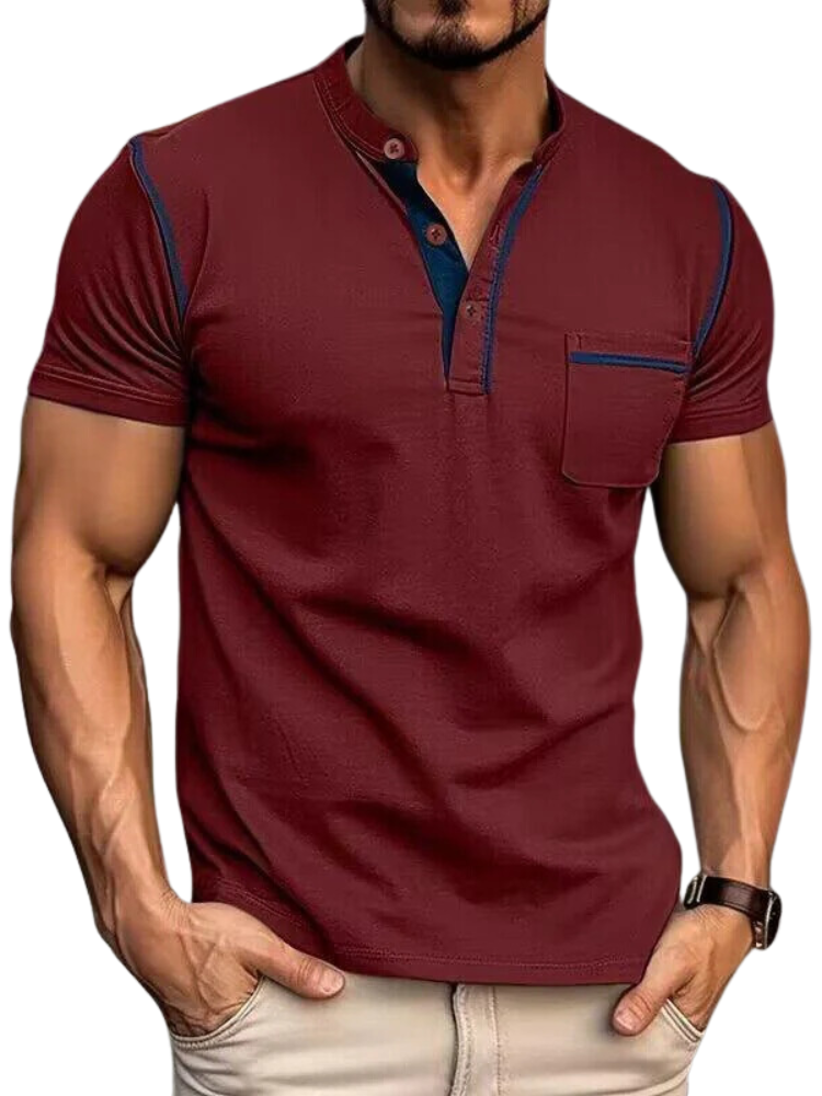 Men's Polo Shirt Henley Collar | Casual