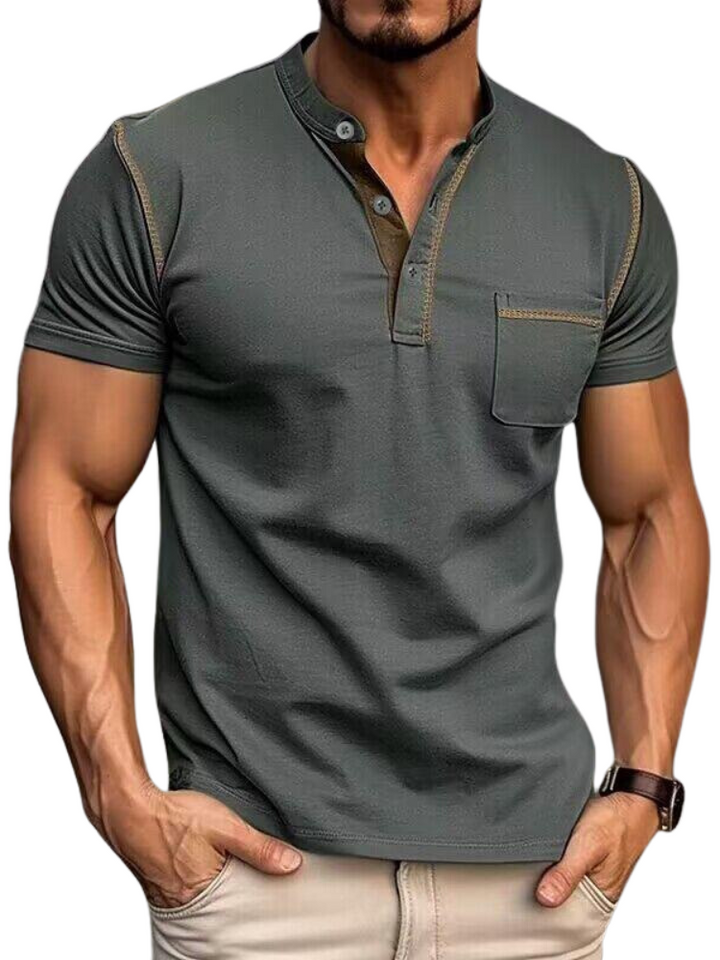Men's Polo Shirt Henley Collar | Casual