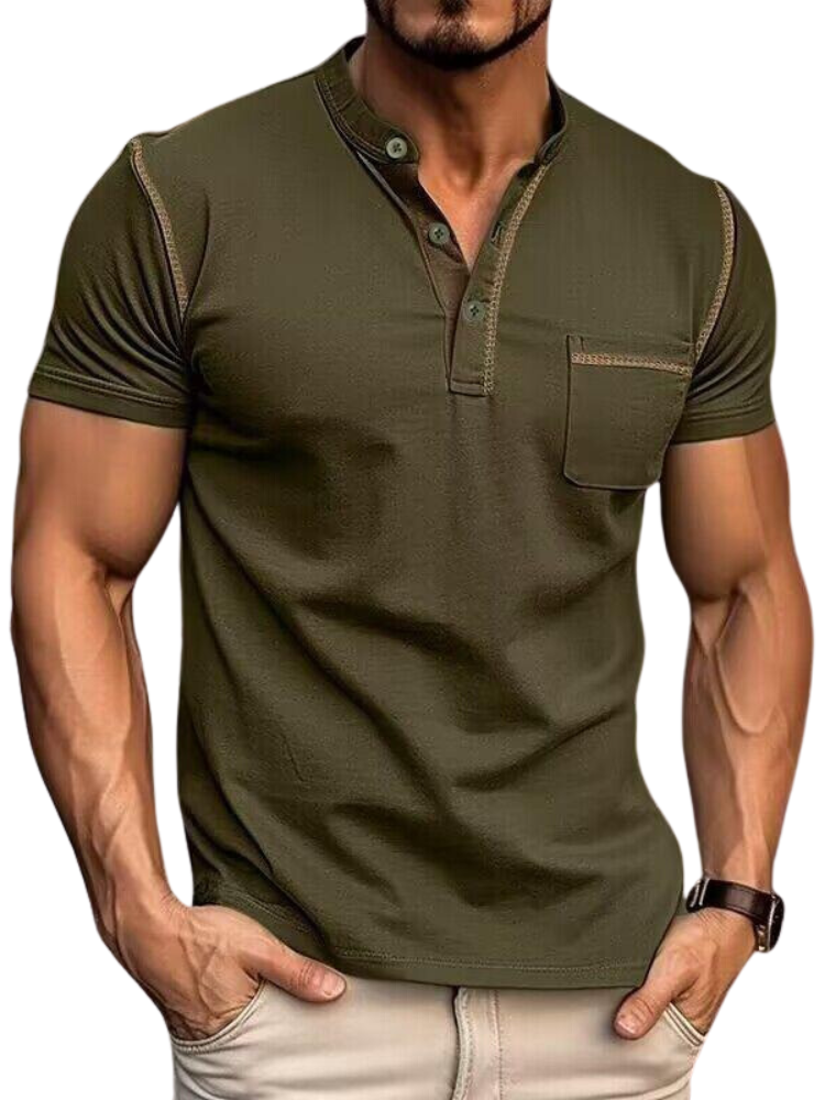 Men's Polo Shirt Henley Collar | Casual