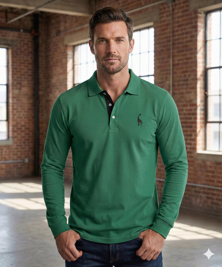 Men’s Polo Shirt Long Sleeve | Casual Slim Fit