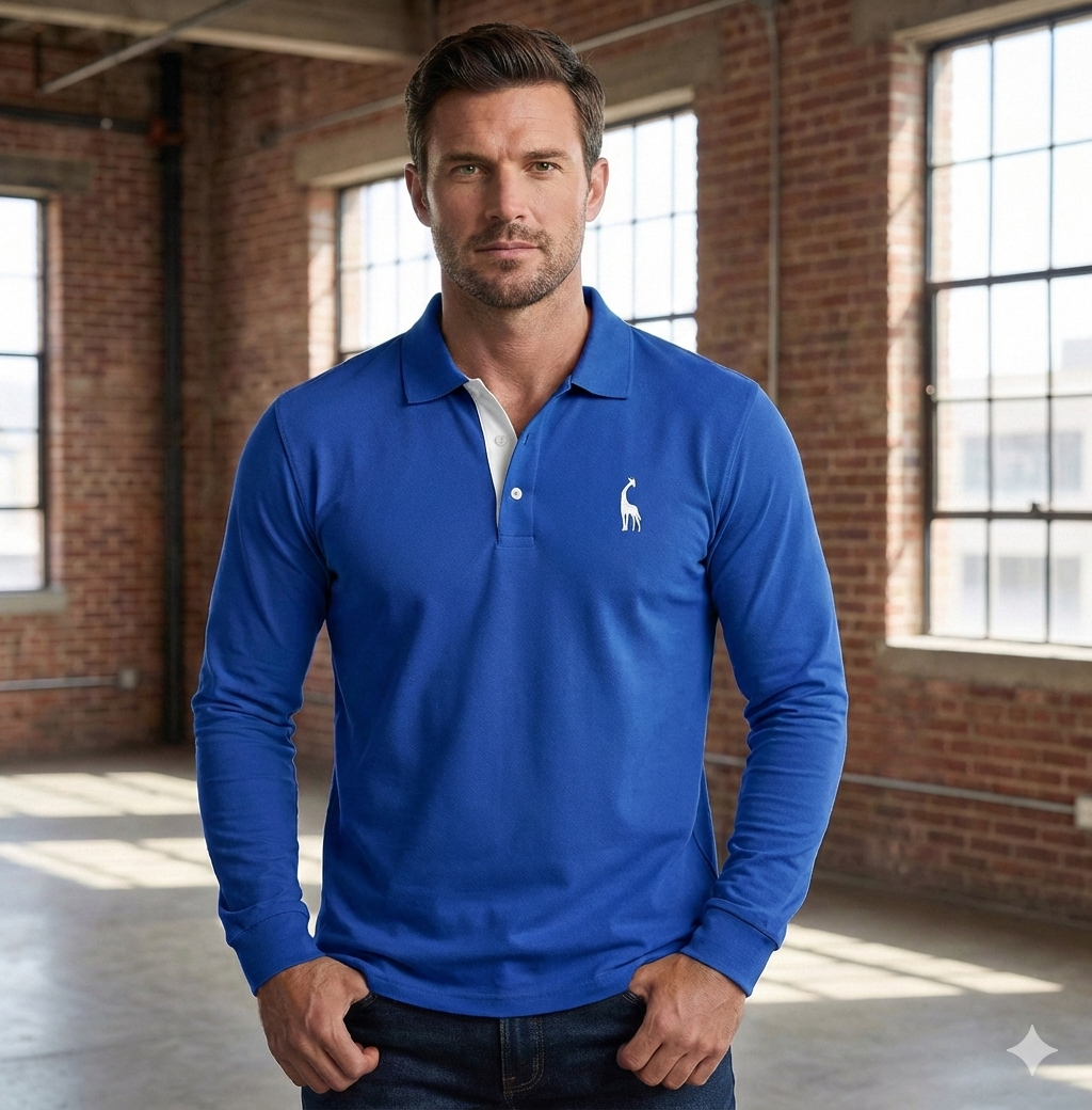 Men’s Polo Shirt Long Sleeve | Casual Slim Fit
