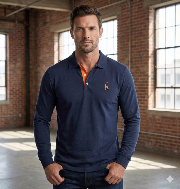 Men’s Polo Shirt Long Sleeve | Casual Slim Fit