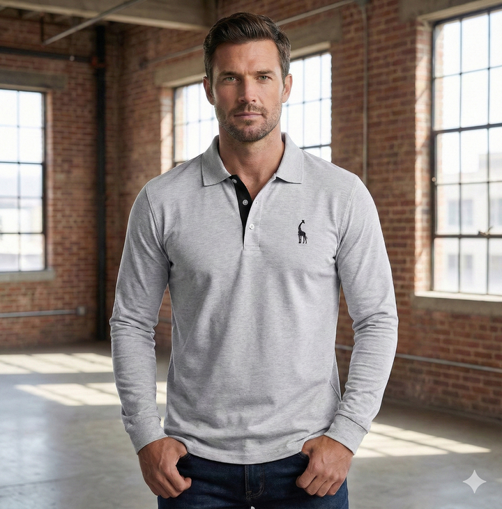 Men’s Polo Shirt Long Sleeve | Casual Slim Fit