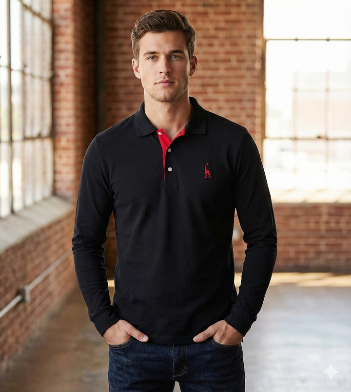 Men’s Polo Shirt Long Sleeve | Casual Slim Fit
