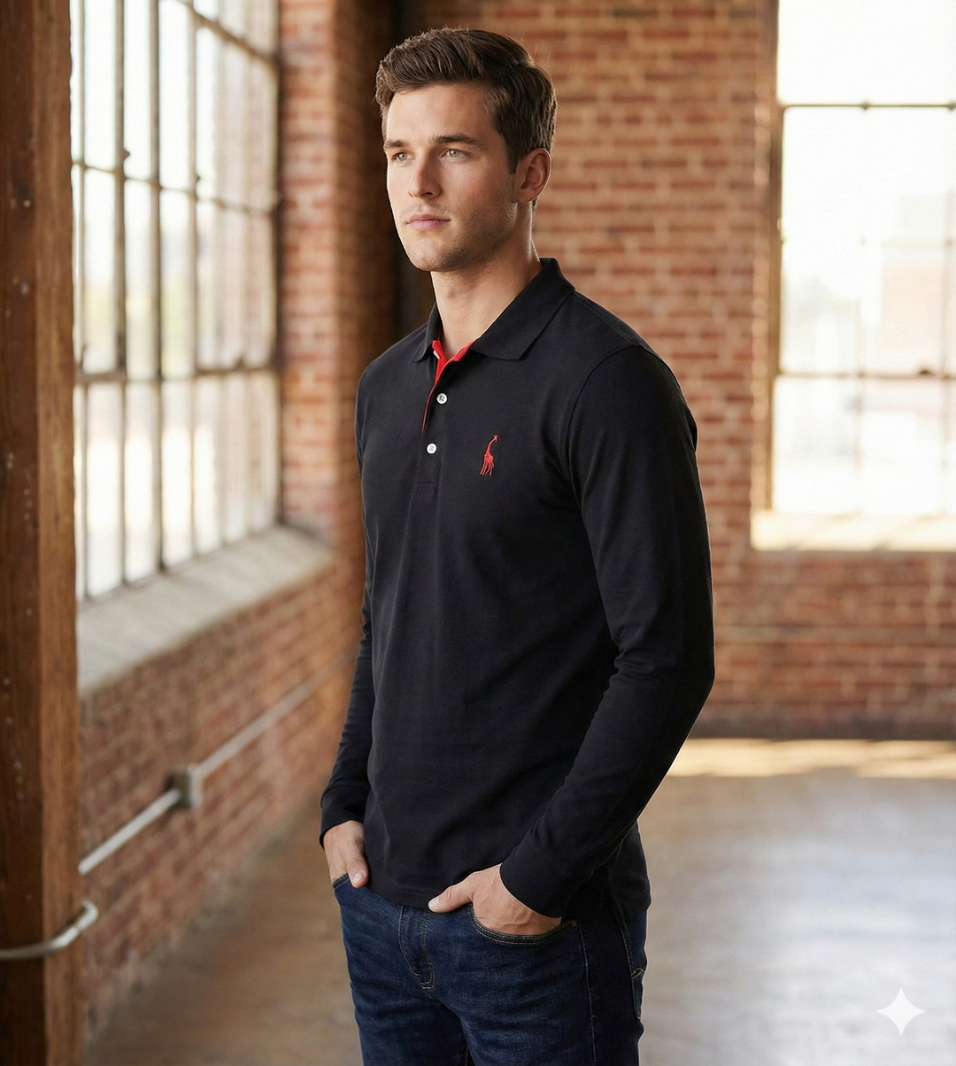 Men’s Polo Shirt Long Sleeve | Casual Slim Fit