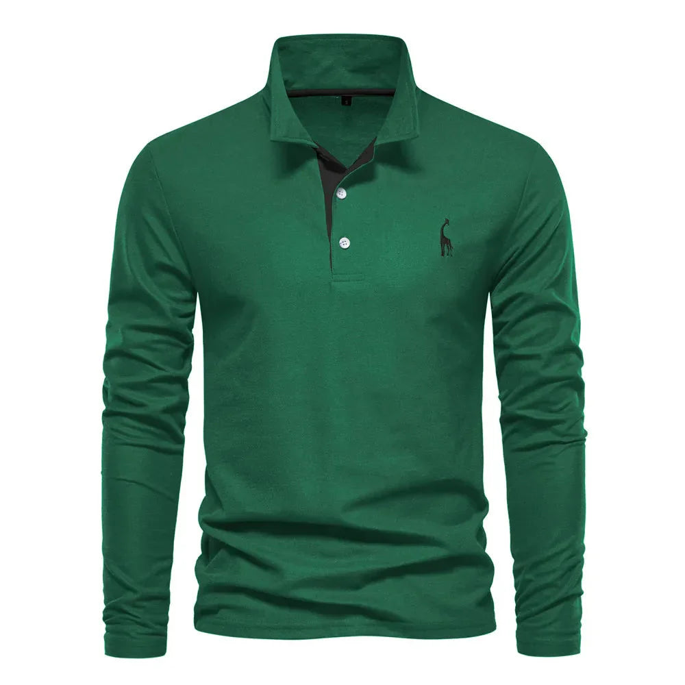 Men’s Polo Shirt Long Sleeve | Casual Slim Fit