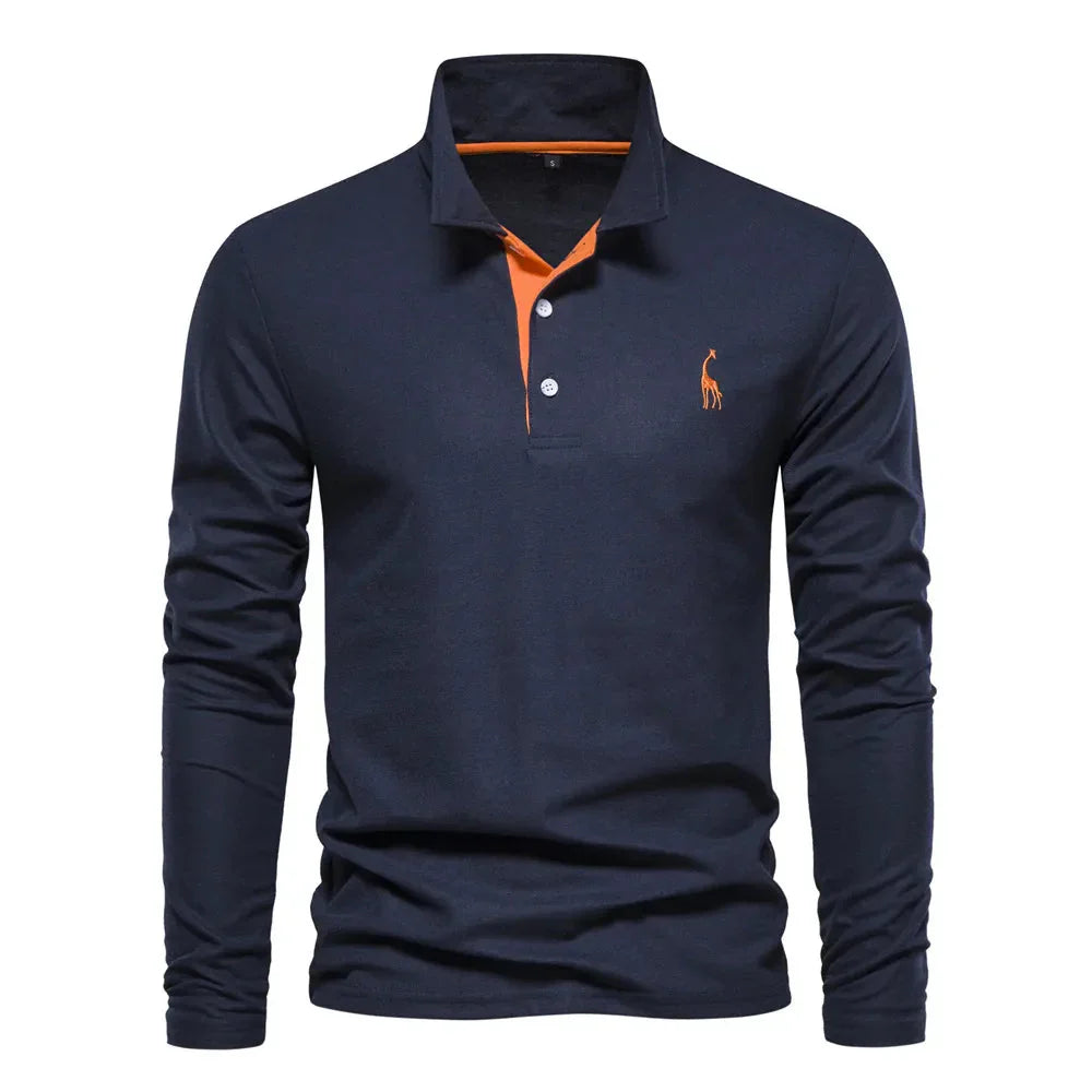 Men’s Polo Shirt Long Sleeve | Casual Slim Fit