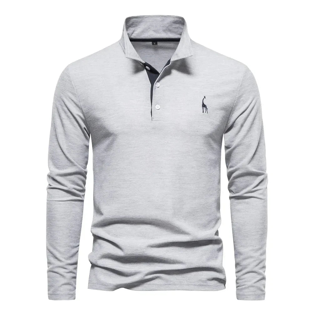 Men’s Polo Shirt Long Sleeve | Casual Slim Fit