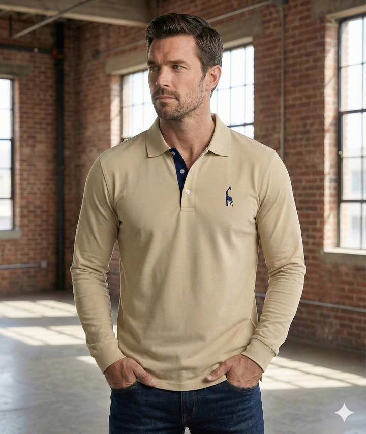 Men’s Polo Shirt Long Sleeve | Casual Slim Fit