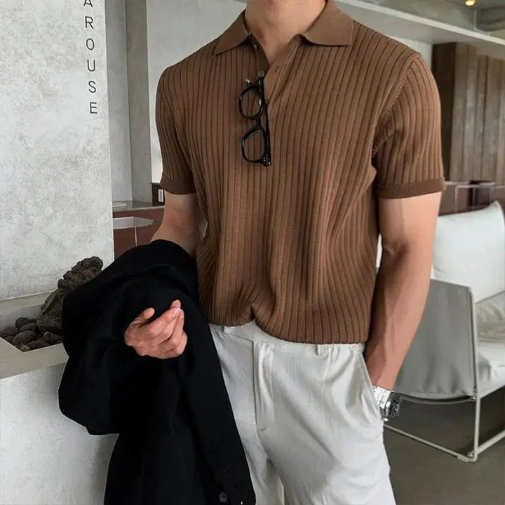 Men's Polo Shirt Ribbed Short Sleeve | Classic