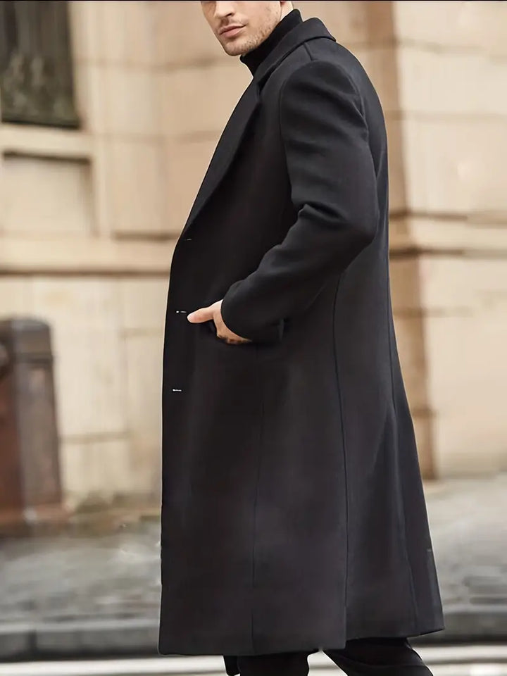 Men's Slim Fit Trench Coat with Notched Lapel | Long