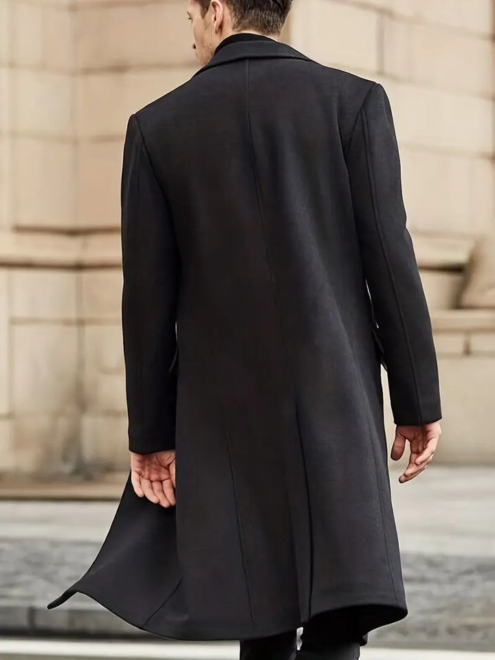 Men's Slim Fit Trench Coat with Notched Lapel | Long