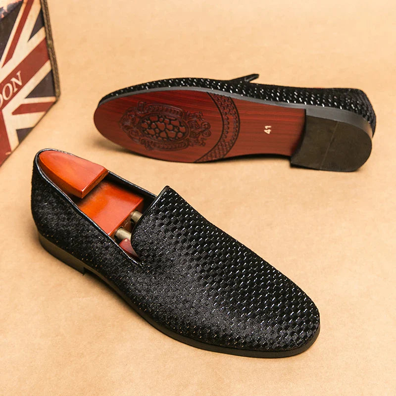 Men's Slip-On Loafers with Sparkly Woven Design | Wedding