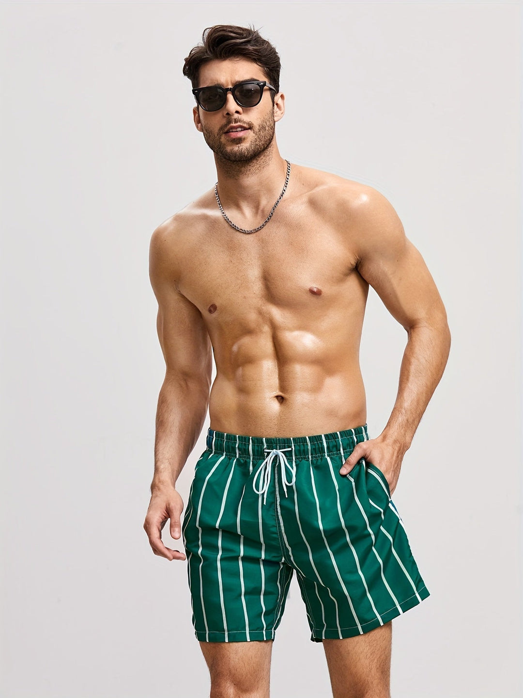 Men’s Striped Shorts with Drawstring Waist | Swimwear