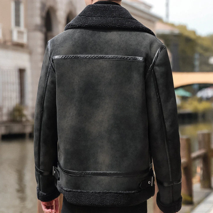 Men's Suede Jacket Shearling Lined Zip Up | Bomber