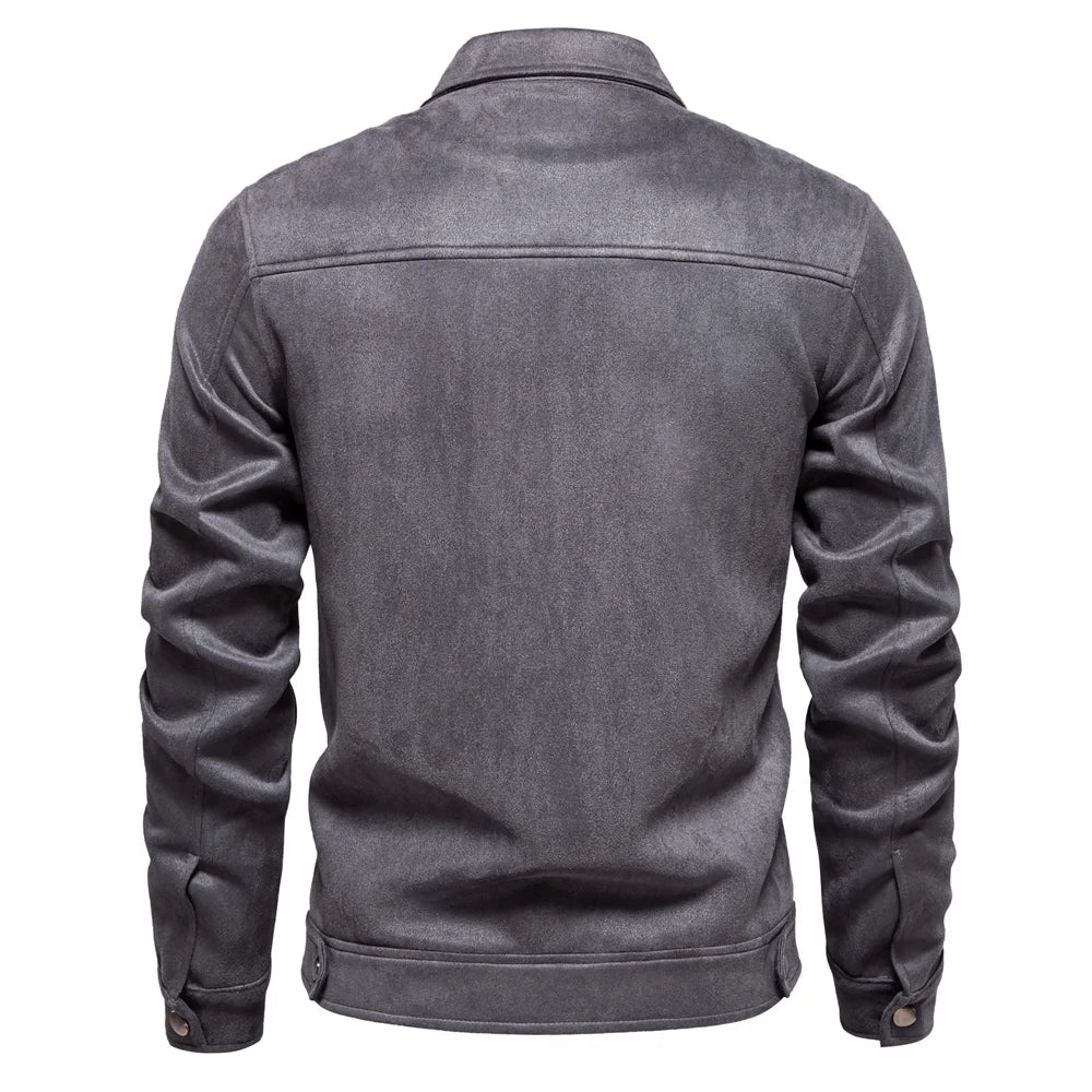 Men's Suede Jacket Zip Up Collar | Bomber