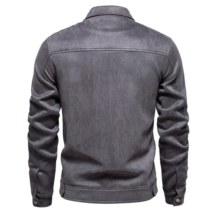 Men's Suede Jacket Zip Up Collar | Bomber