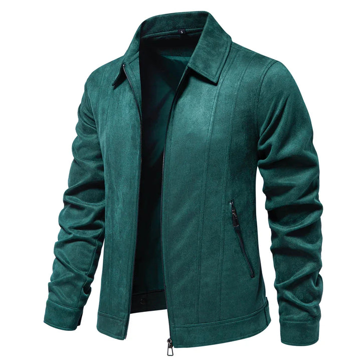 Men's Suede Jacket Zip Up Collar | Bomber