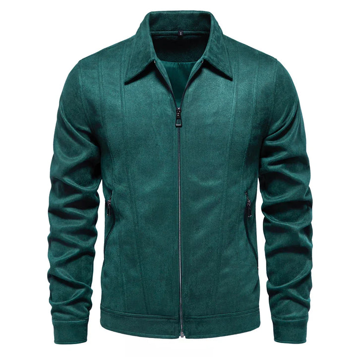 Men's Suede Jacket Zip Up Collar | Bomber