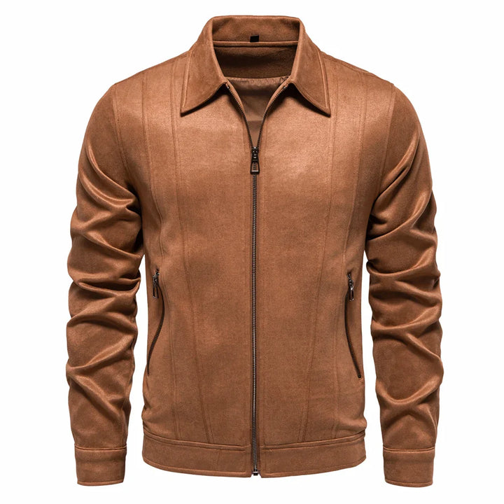 Men's Suede Jacket Zip Up Collar | Bomber