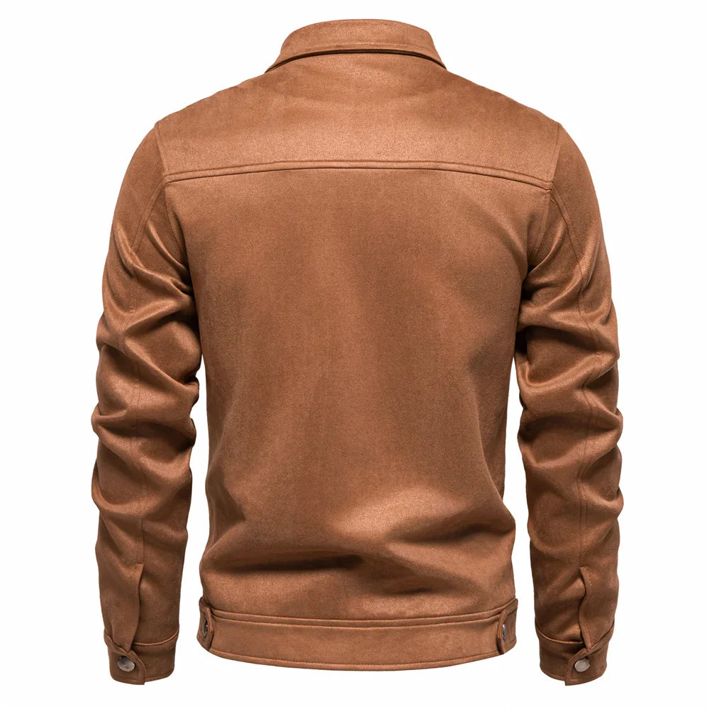 Men's Suede Jacket Zip Up Collar | Bomber