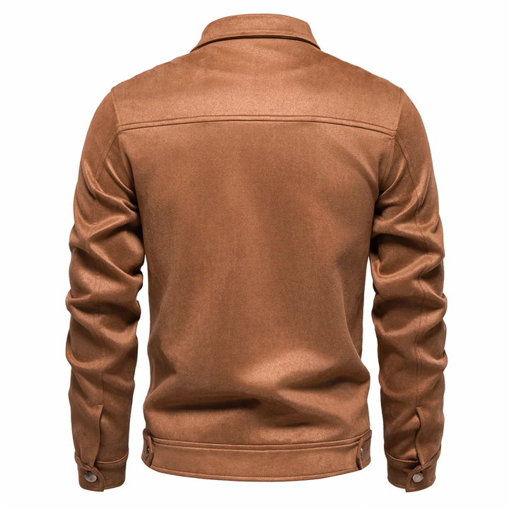 Men's Suede Jacket Zip Up Collar | Bomber