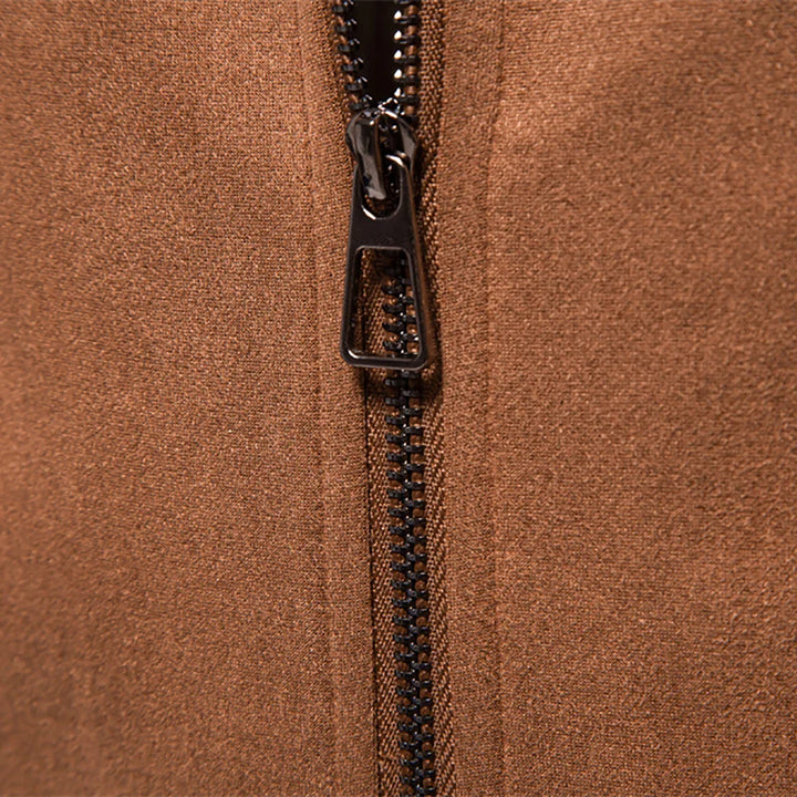 Men's Suede Jacket Zip Up Collar | Bomber
