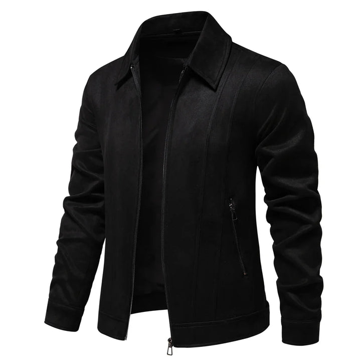 Men's Suede Jacket Zip Up Collar | Bomber
