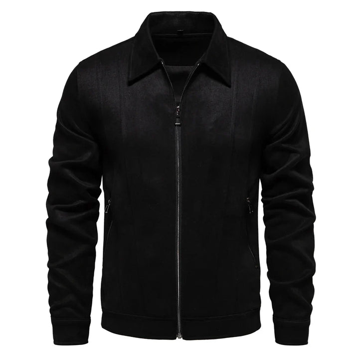 Men's Suede Jacket Zip Up Collar | Bomber