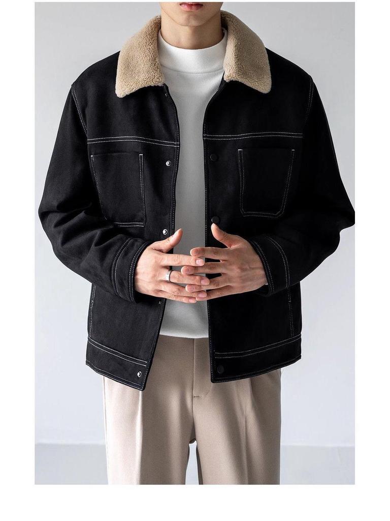 Men's Suede Jacket with Fluffy Lining & Shearling Collar | Winter