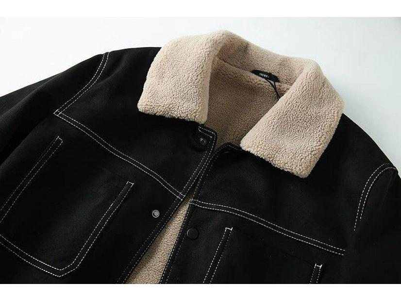 Men's Suede Jacket with Fluffy Lining & Shearling Collar | Winter