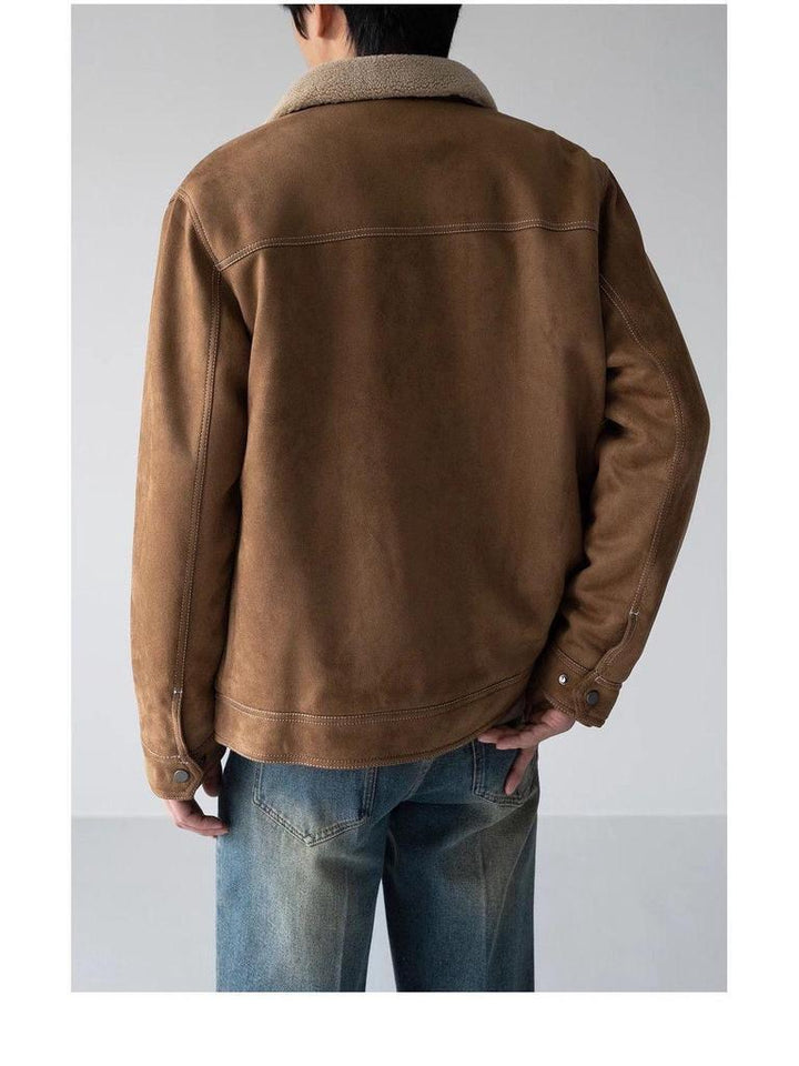 Men's Suede Jacket with Fluffy Lining & Shearling Collar | Winter