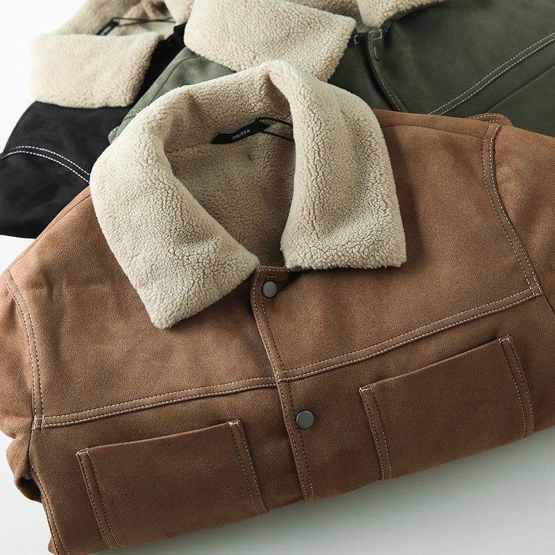 Men's Suede Jacket with Fluffy Lining & Shearling Collar | Winter