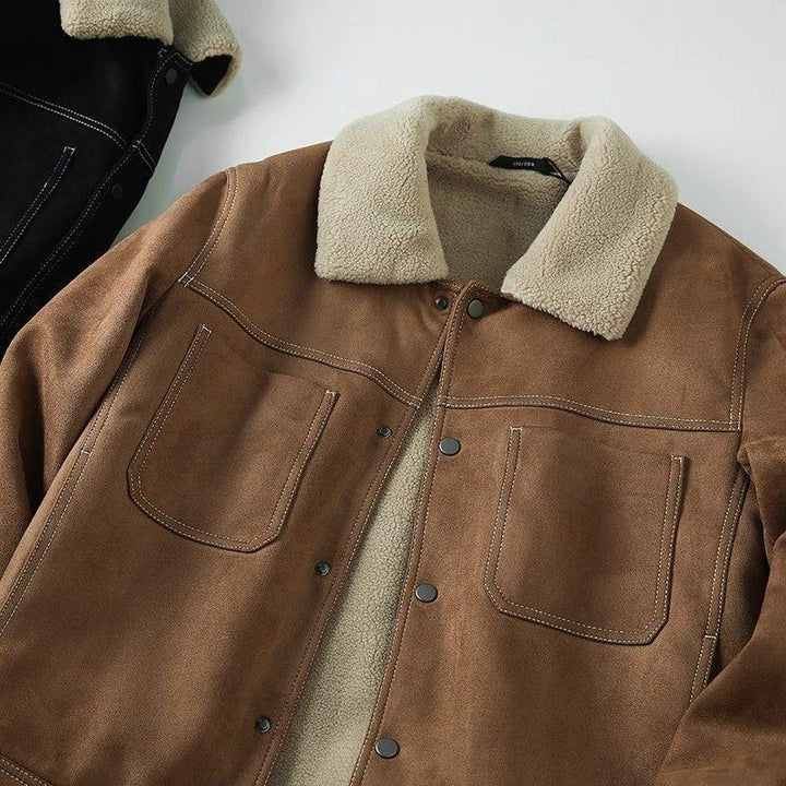 Men's Suede Jacket with Fluffy Lining & Shearling Collar | Winter