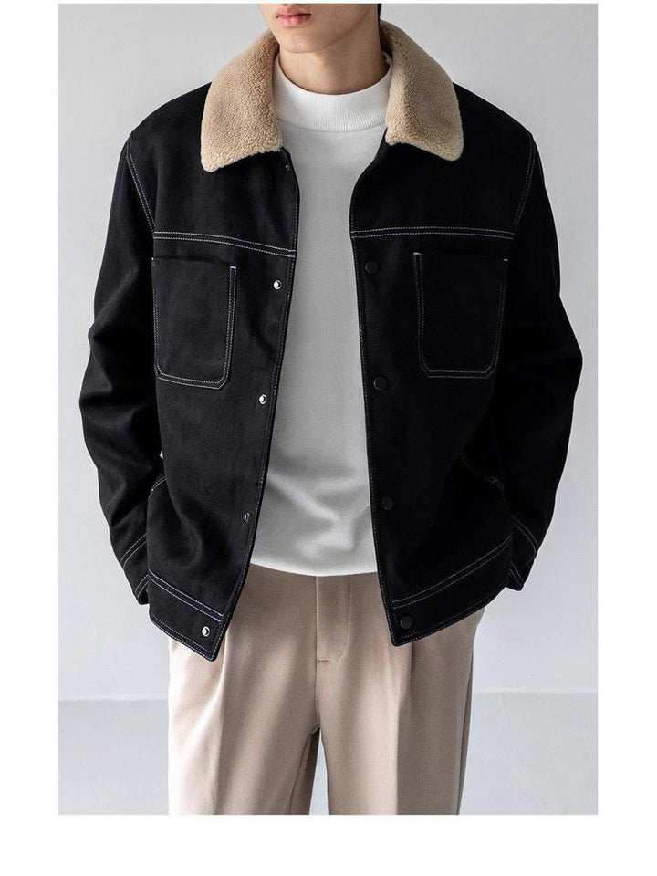 Men's Suede Jacket with Fluffy Lining & Shearling Collar | Winter