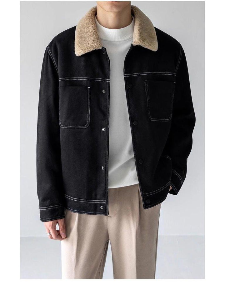 Men's Suede Jacket with Fluffy Lining & Shearling Collar | Winter