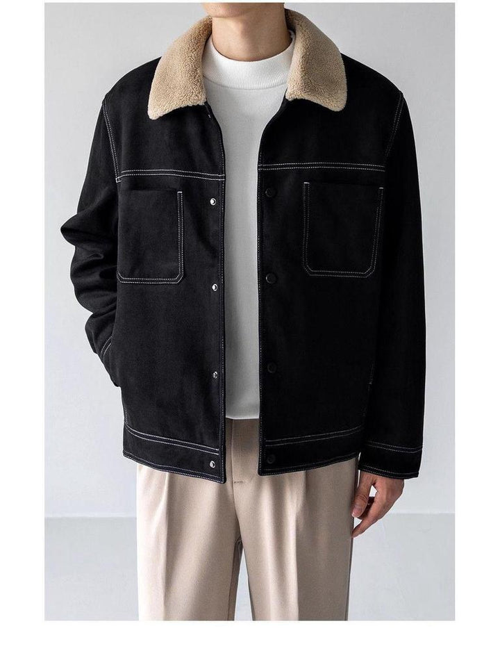 Men's Suede Jacket with Fluffy Lining & Shearling Collar | Winter