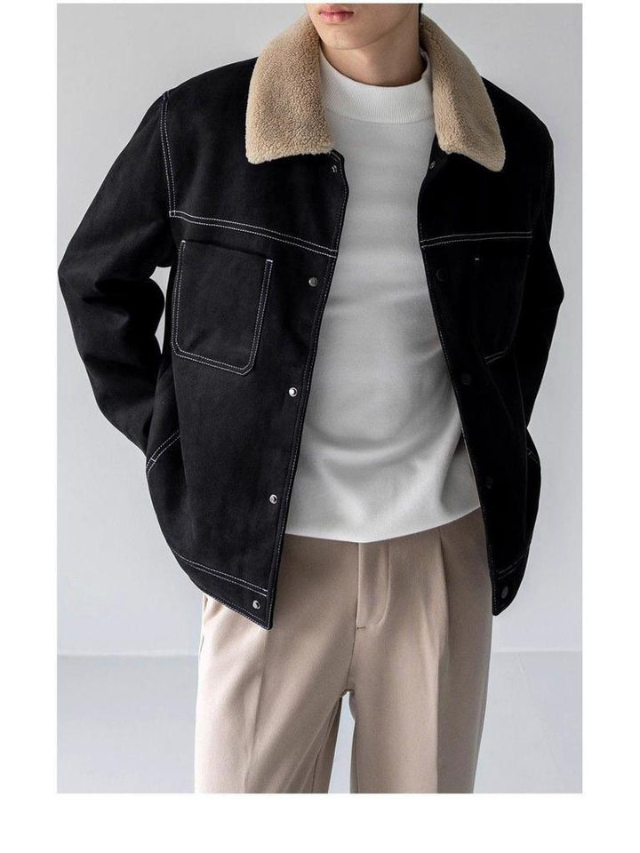 Men's Suede Jacket with Fluffy Lining & Shearling Collar | Winter