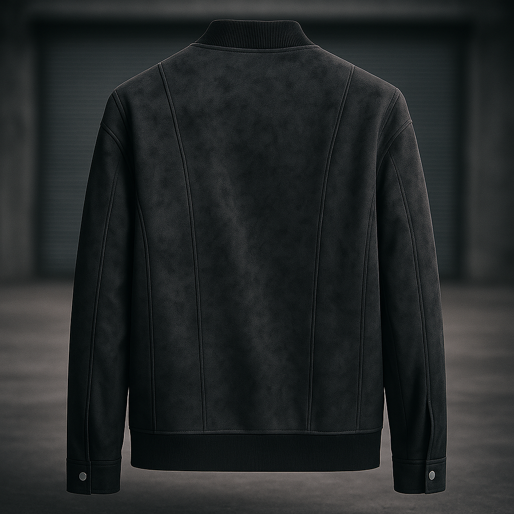 Men's Suede Jacket with Ribbed Collar | Bomber