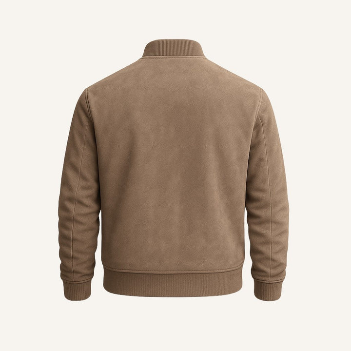 Men's Suede Jacket with Ribbed Cuffs | Zip Up