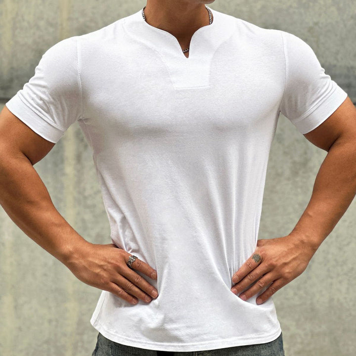Men’s T Shirt Short Sleeve Fitted V Neck | Tight