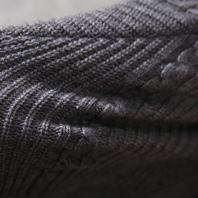 Men's Textured Knit Polo Collar Jumper with Quarter Zip | Slim Fit